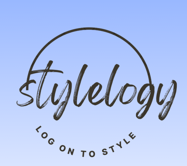 Logo of 'stylelogy' with a call to action on a light blue background