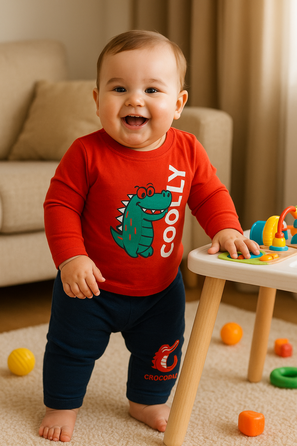 Kids Outfit Set with Animal Prints | 5 Full Sleeve Tops & Pants