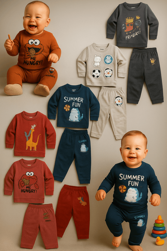 Infant 6Months to 24 Months Baby Boy & Girl Tshirt & Pant | Toddler Clothes Cotton Pant & Tshirt|Children dress FullSleeve winter wear|Kids wear 5 Combo - Stylelogy