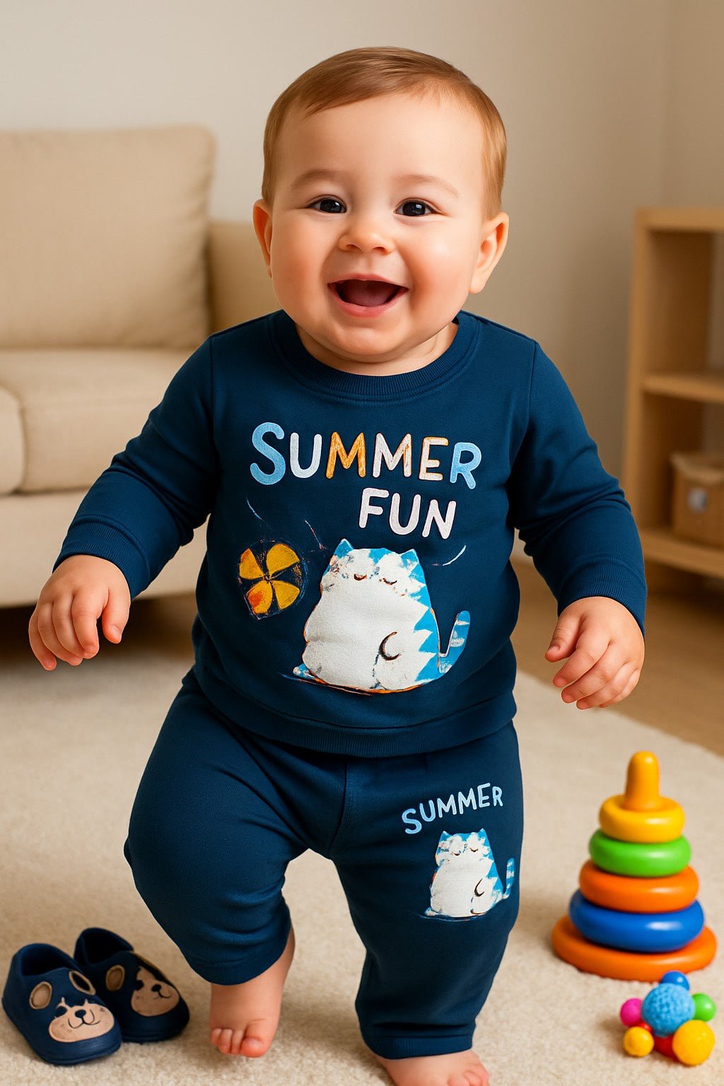 Infant 6Months to 24 Months Baby Boy & Girl Tshirt & Pant | Toddler Clothes Cotton Pant & Tshirt|Children dress FullSleeve winter wear|Kids wear 5 Combo - Stylelogy