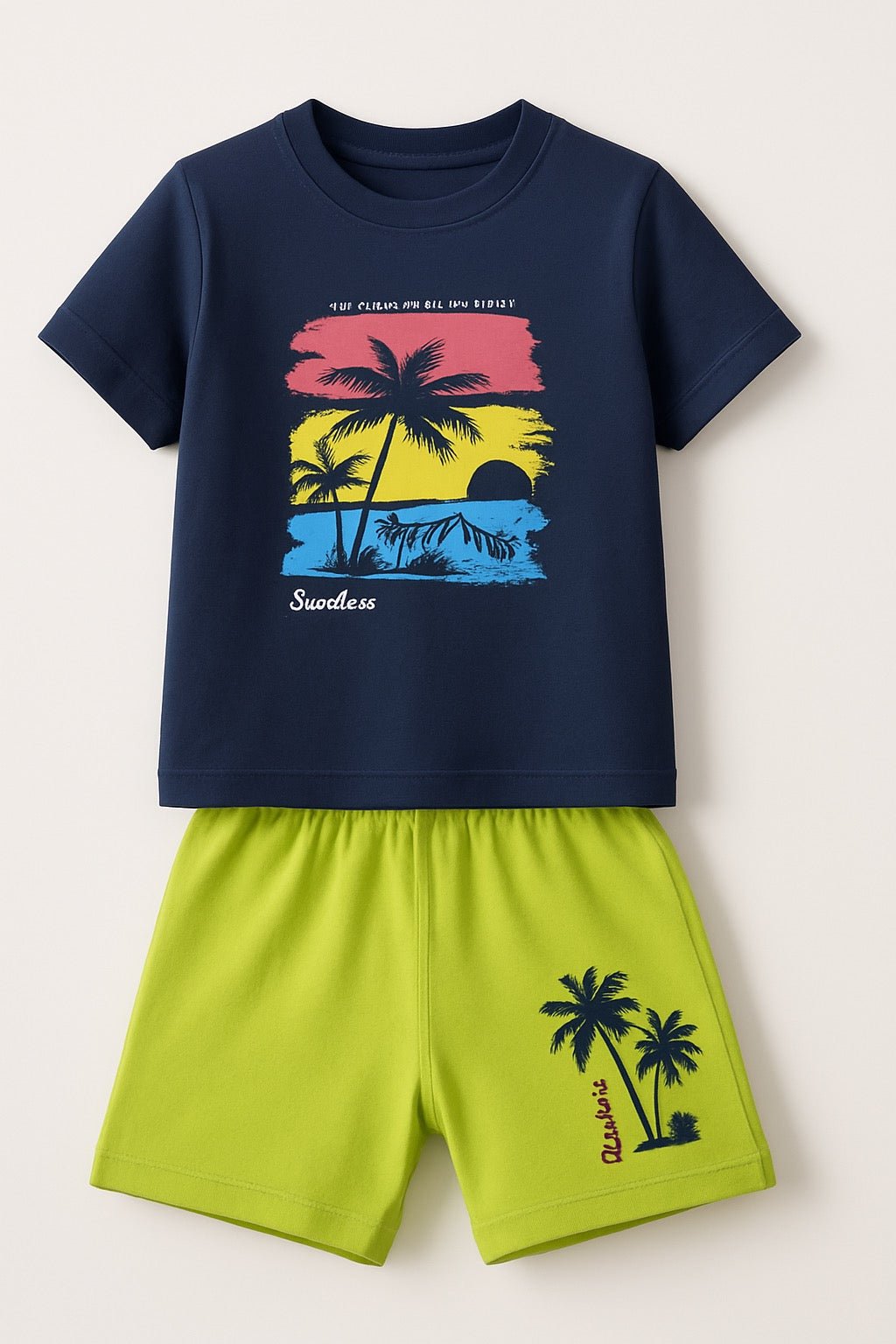 Kids Boys & Girls 100% Combed Biowash Cotton Printed T-Shirt & Shorts Combo | Unisex Pack of 5 for Comfortable Everyday Wear - Stylelogy