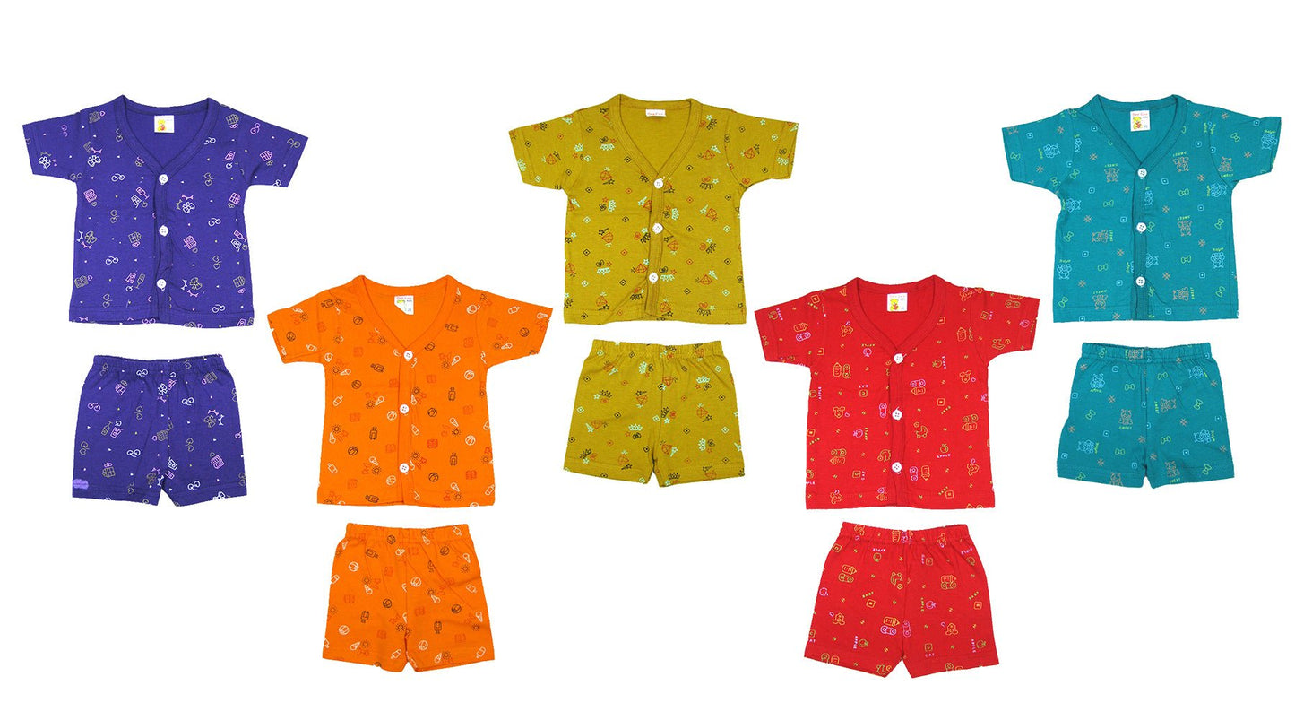 New Born Baby Unisex Soft Cotton Half Sleeve Jhabla Dress | Boy & Girl Size From 3 Months Clothing Set for New Born | Pack Of 5 Combo - Stylelogy