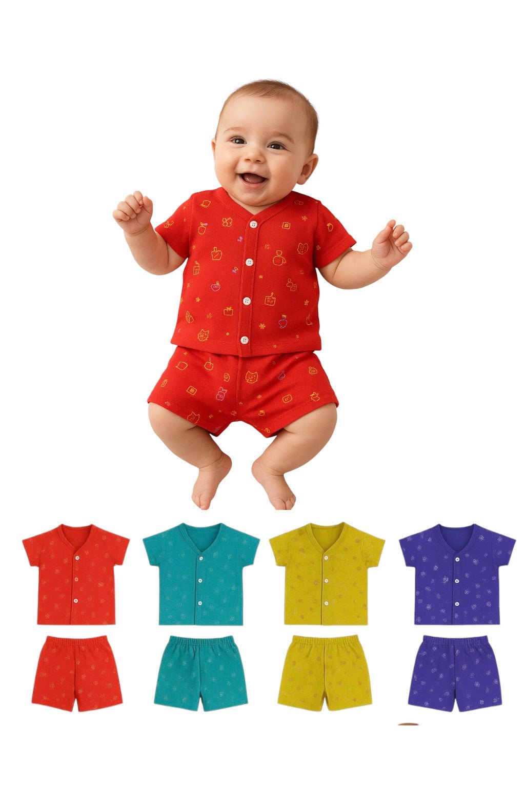 New Born Baby Unisex Soft Cotton Half Sleeve Jhabla Dress | Boy & Girl Size From 3 Months Clothing Set for New Born | Pack Of 5 Combo - Stylelogy