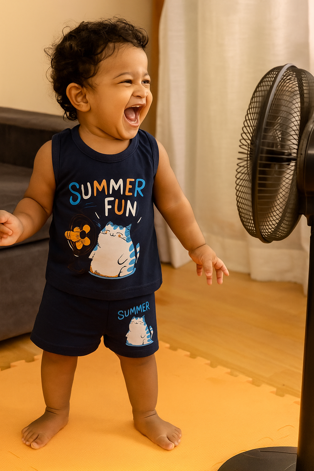 Kids T-Shirt and Shorts Set – Pack of 5 | Sleeveless Cartoon Print Cotton Combo