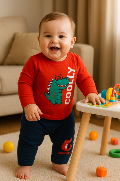 Kids Outfit Set with Animal Prints | 5 Full Sleeve Tops & Pants