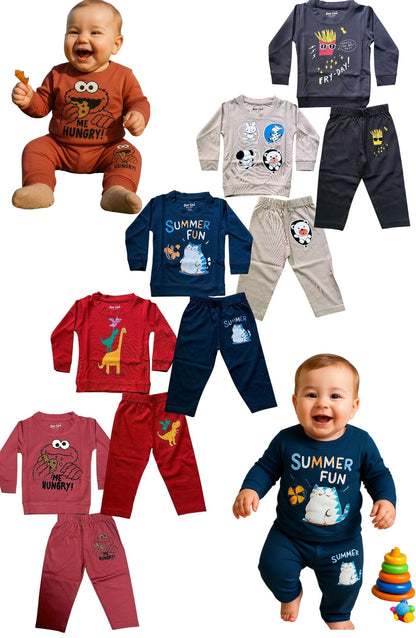 Infant 6Months to 24 Months Baby Boy & Girl Tshirt & Pant | Toddler Clothes Cotton Pant & Tshirt|Children dress FullSleeve winter wear|Kids wear 5 Combo - Stylelogy