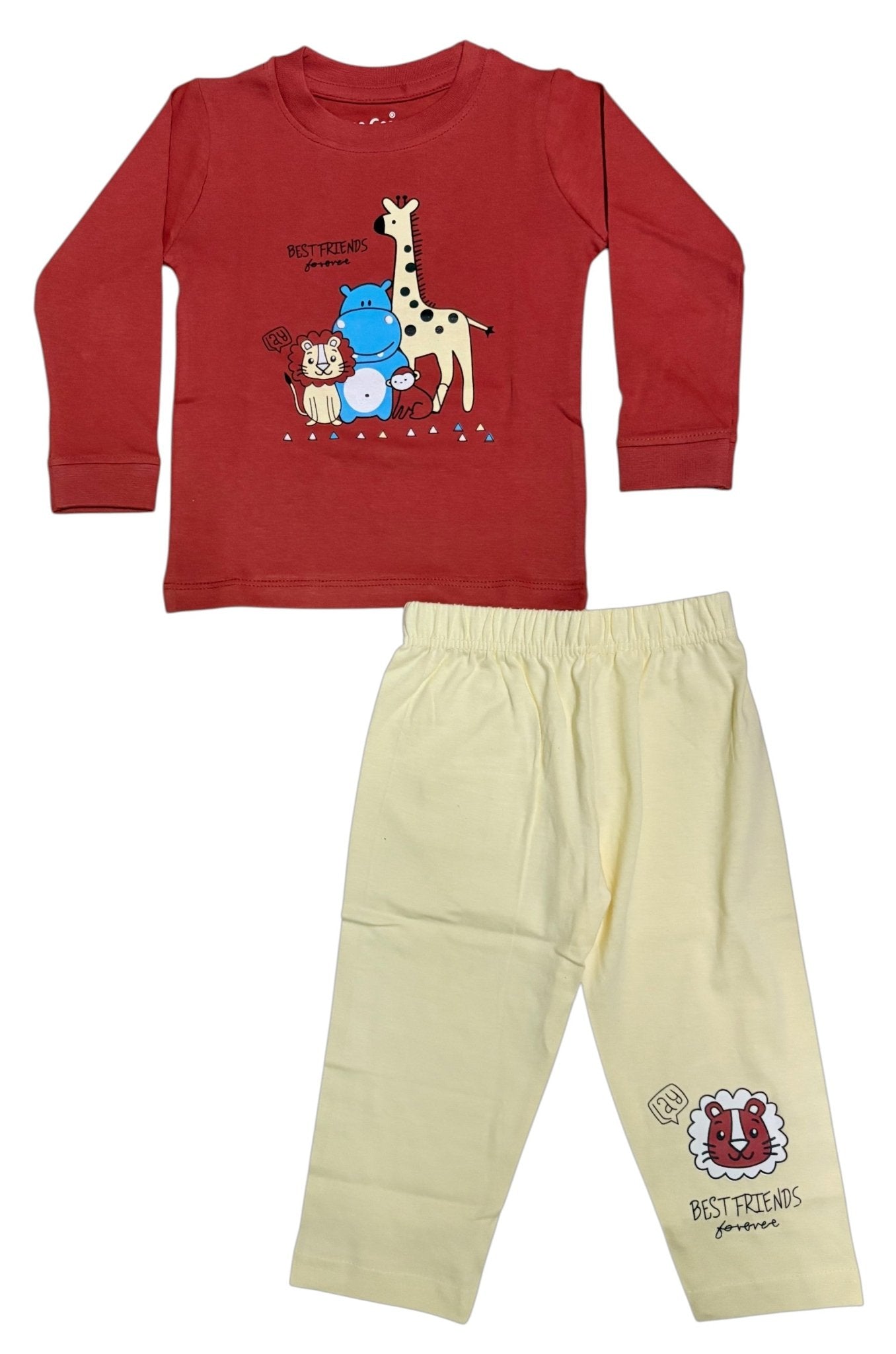 Kids Outfit Set with Animal Prints | 5 Full Sleeve Tops & Pants - Stylelogy