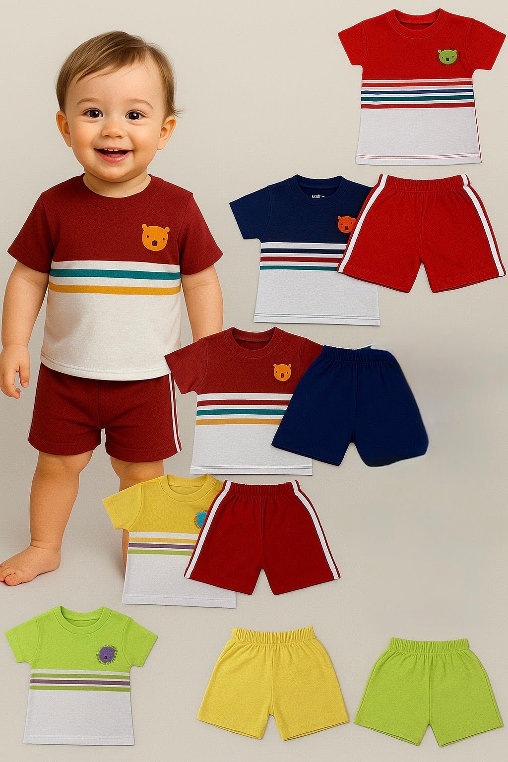 Stylelogy 6Months to 2Years Boys & Girls Baby 100% Cotton Tshirt & Shorts | Kids Wear Pack Of 5 combo